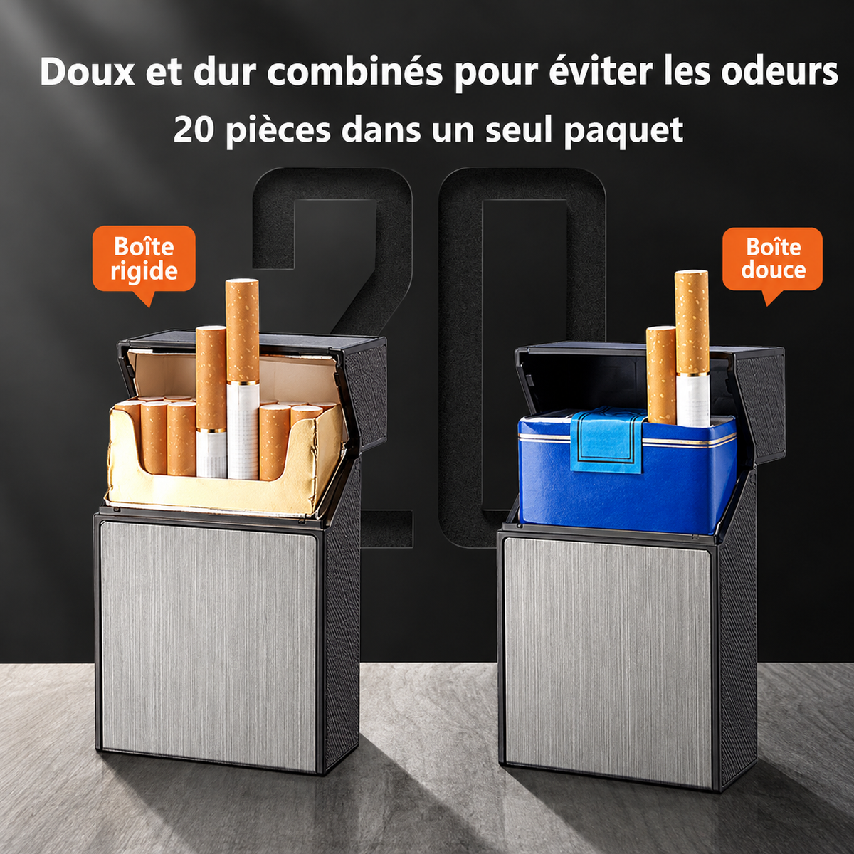 Étui à Cigarettes 2 en 1 avec Allume-Cigare Intégré - Rechargeable