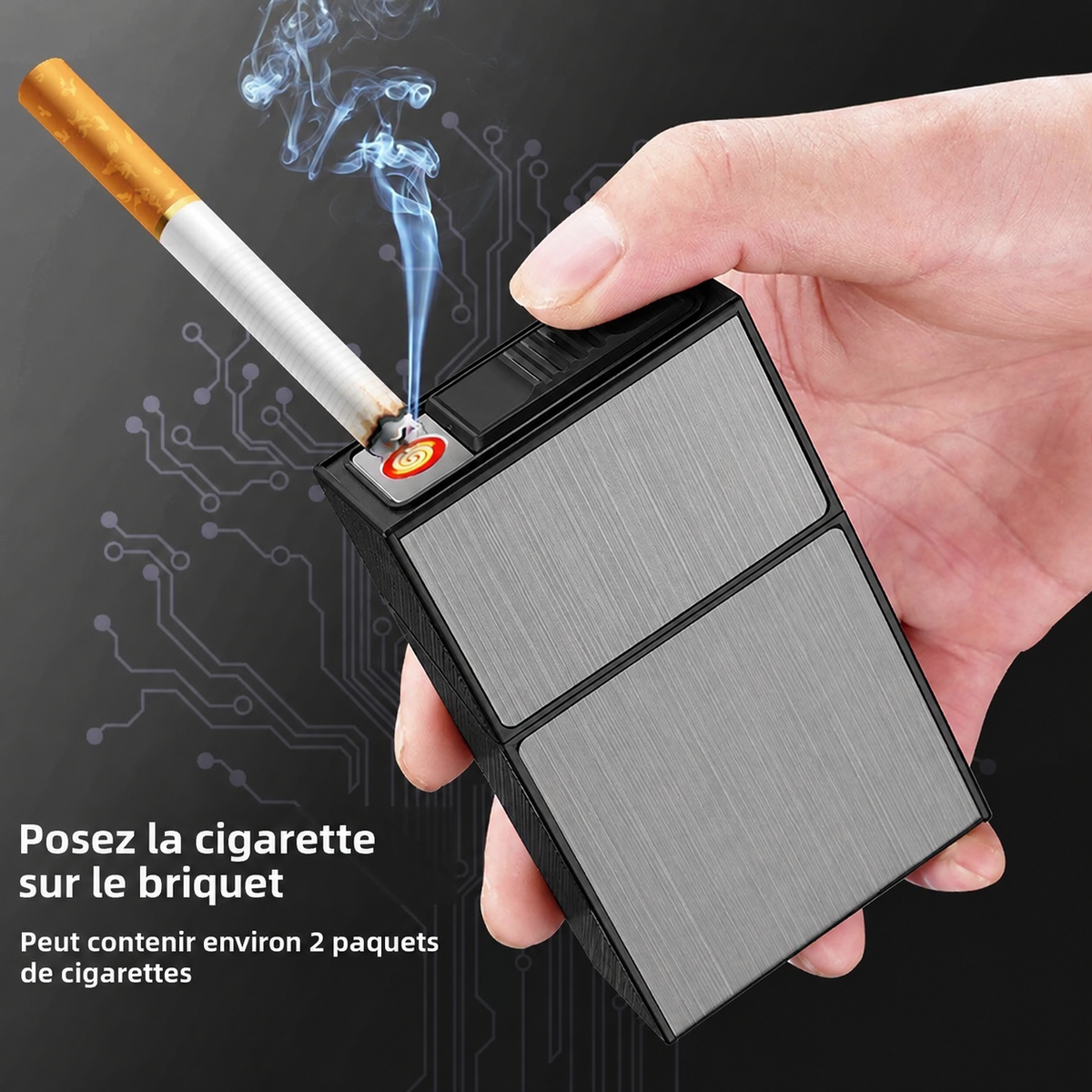 Étui à Cigarettes 2 en 1 avec Allume-Cigare Intégré - Rechargeable