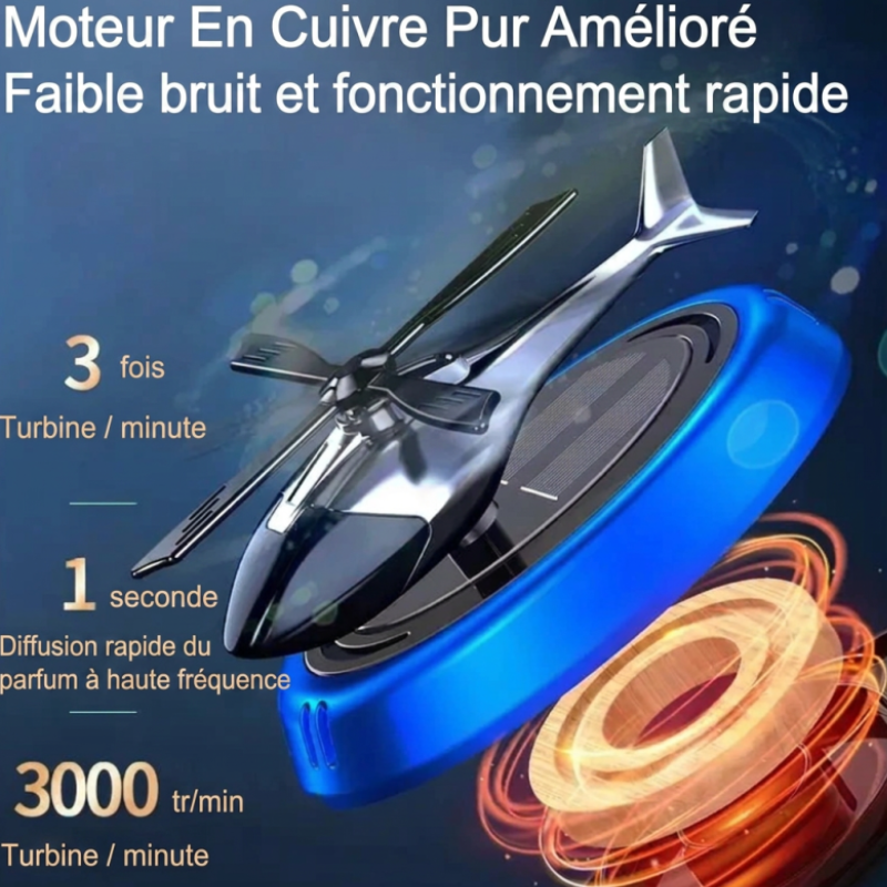Diffuseur d'arômes rotatif pour voiture – Design hélicoptère.