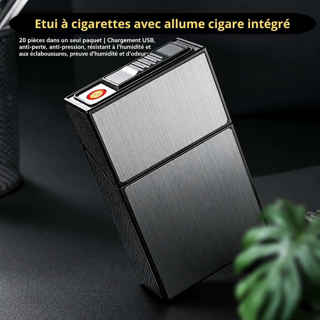 Étui à Cigarettes 2 en 1 avec Allume-Cigare Intégré - Rechargeable