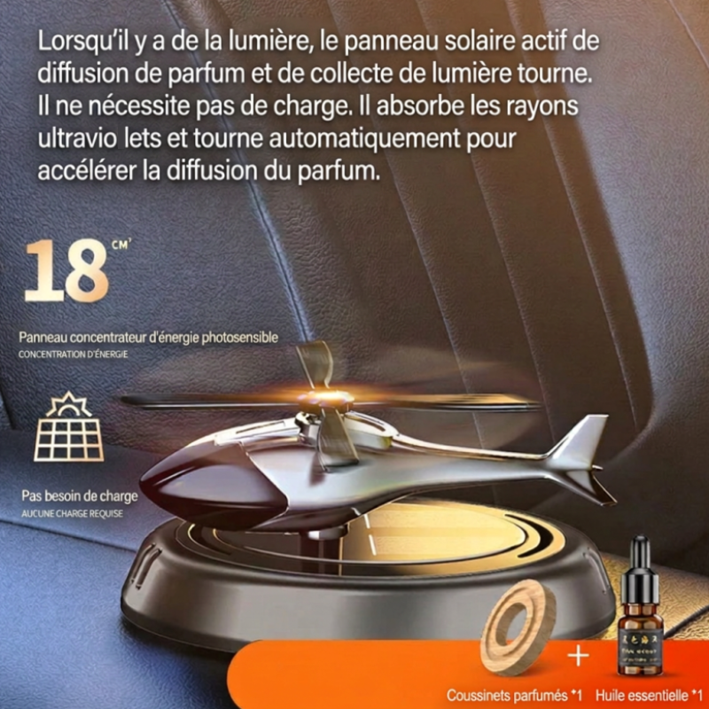 Diffuseur d'arômes rotatif pour voiture – Design hélicoptère.